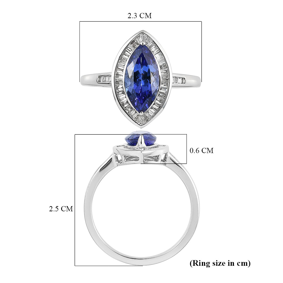 RHAPSODY 950 Platinum 2.43 Ct. Halo AAAA Tanzanite Ring with VS E-F Diamond 7820792 5