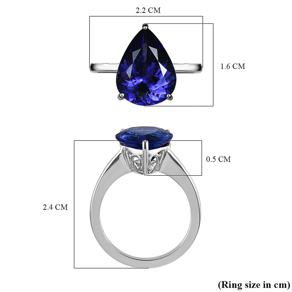 RHAPSODY 950 Platinum AAAA Tanzanite Solitaire Ring 5.24 Ct, Platinum Wt. 6.45 Gms.