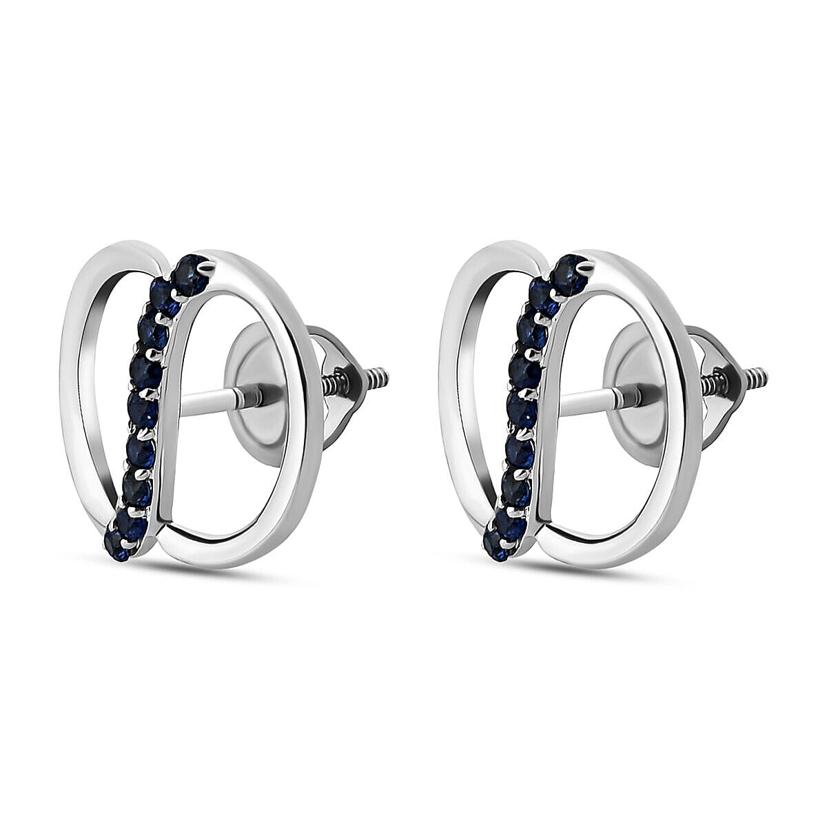RHAPSODY 950 Platinum AAAA Blue Ceylon Sapphire Earrings with Screw Back 8727202 4