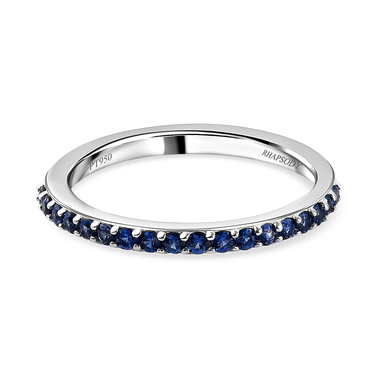 RHAPSODY 950 Platinum AAAA Ceylon Sapphire Half Eternity Wedding Band Ring 3852283 0