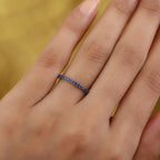 RHAPSODY 950 Platinum AAAA Ceylon Sapphire Half Eternity Ring