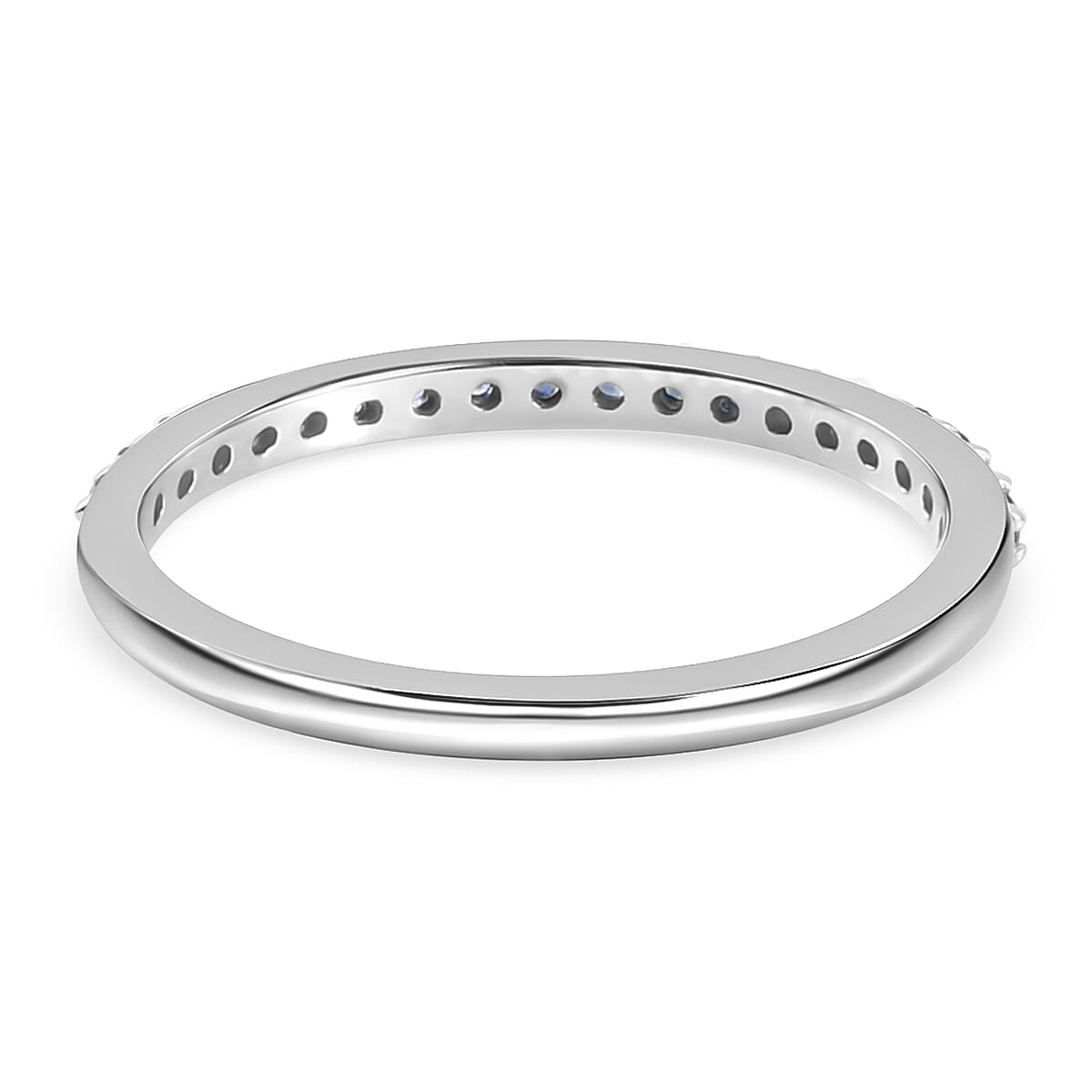 RHAPSODY 950 Platinum AAAA Ceylon Sapphire Half Eternity Wedding Band Ring 3852283 5