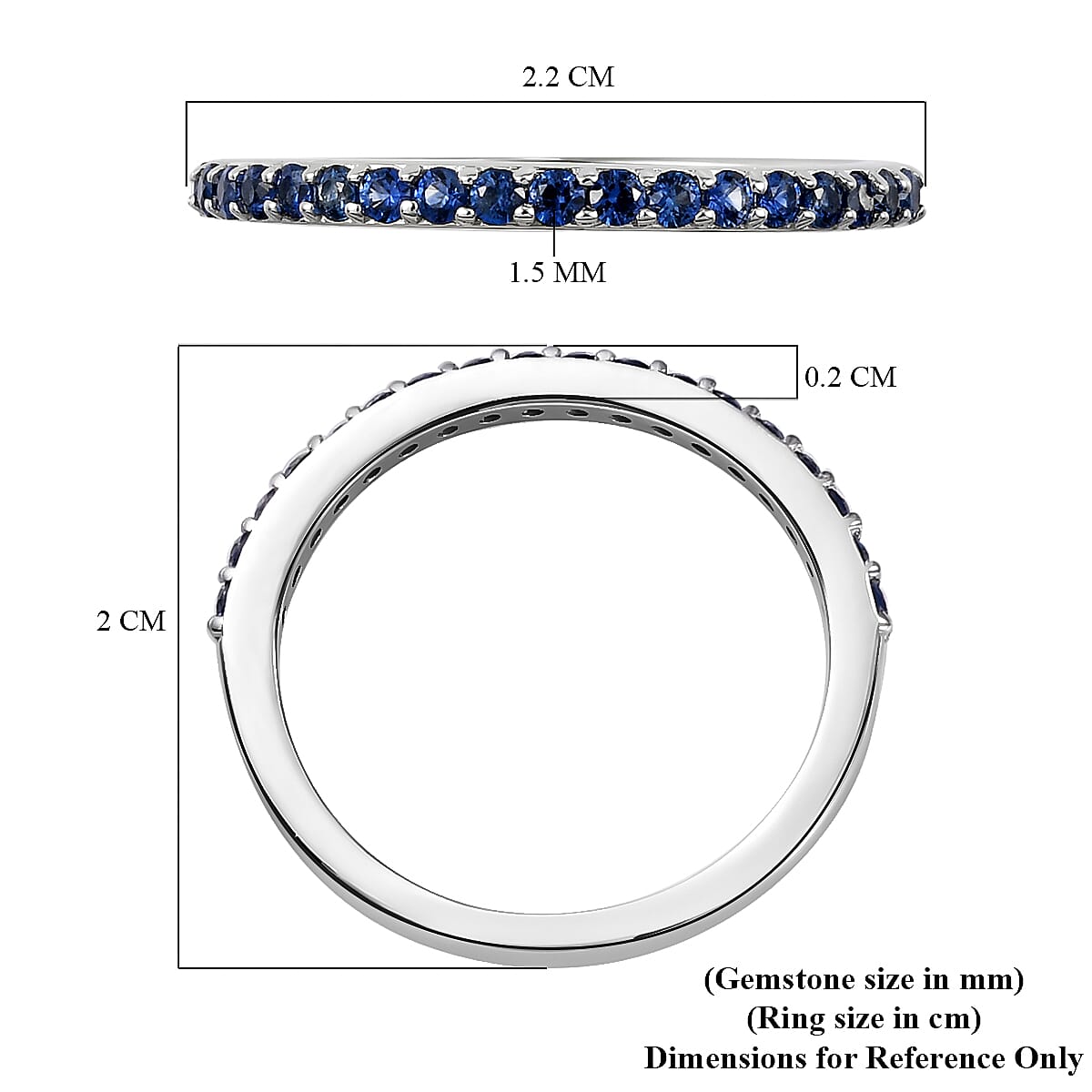 RHAPSODY 950 Platinum AAAA Ceylon Sapphire Half Eternity Wedding Band Ring 3852283 6