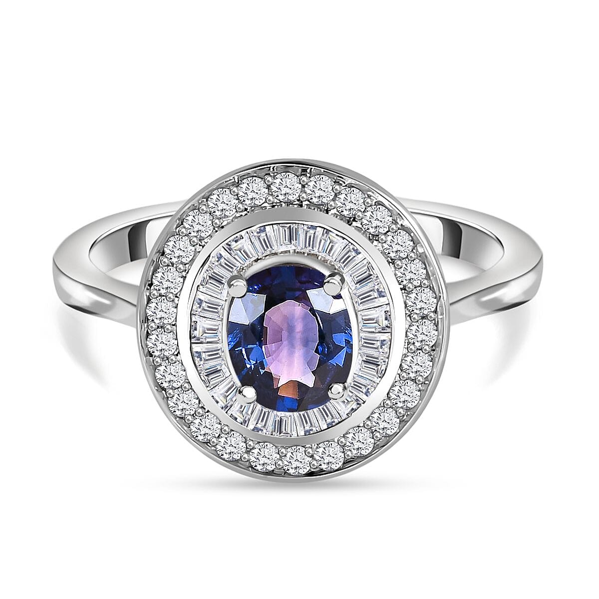 RHAPSODY 950 Platinum AAAA Colour Change Sapphire and Diamond (VS-E-F) Cluster Ring 1.21 Ct. 7168505 2