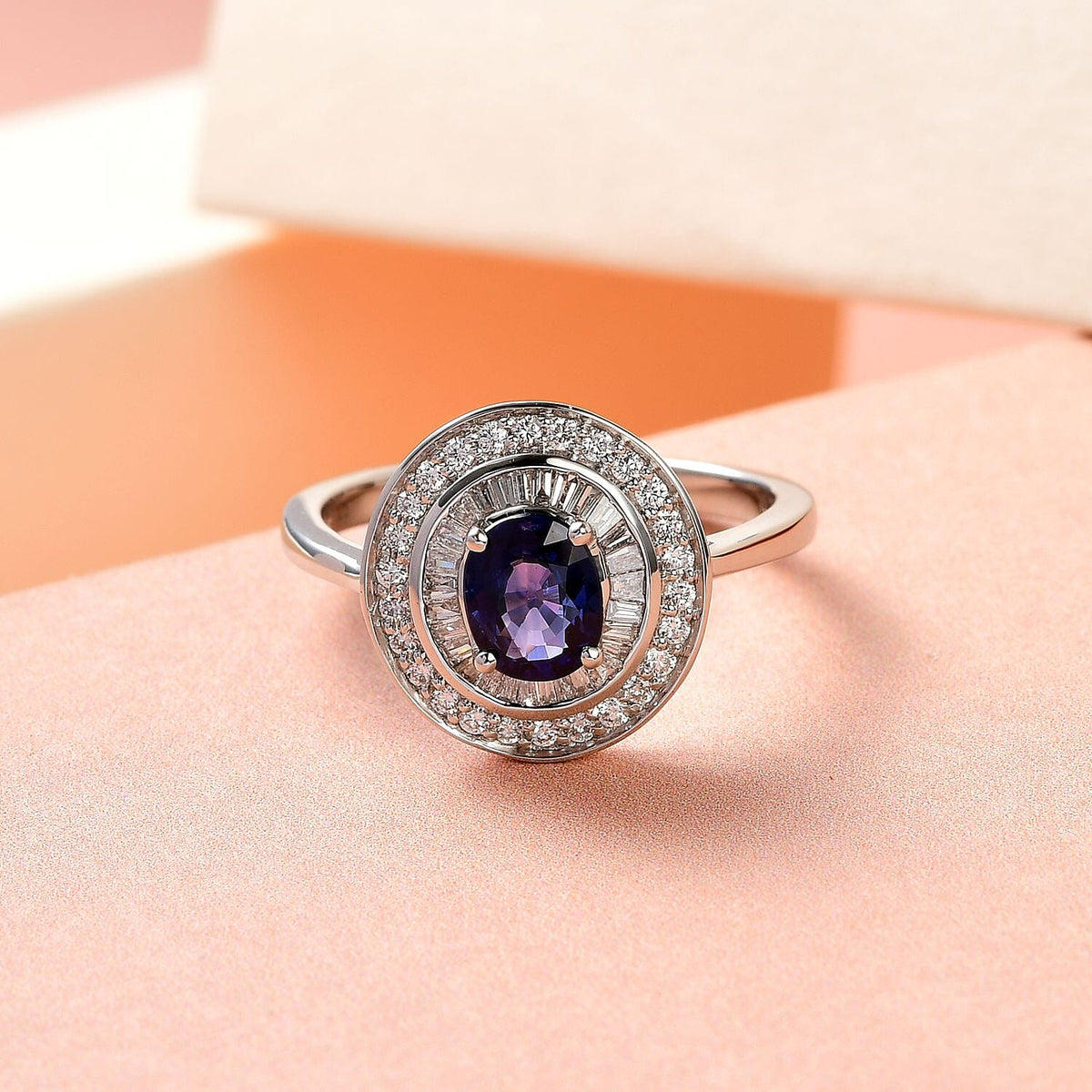 RHAPSODY 950 Platinum AAAA Colour Change Sapphire and Diamond (VS-E-F) Cluster Ring 1.21 Ct. 7168505 4