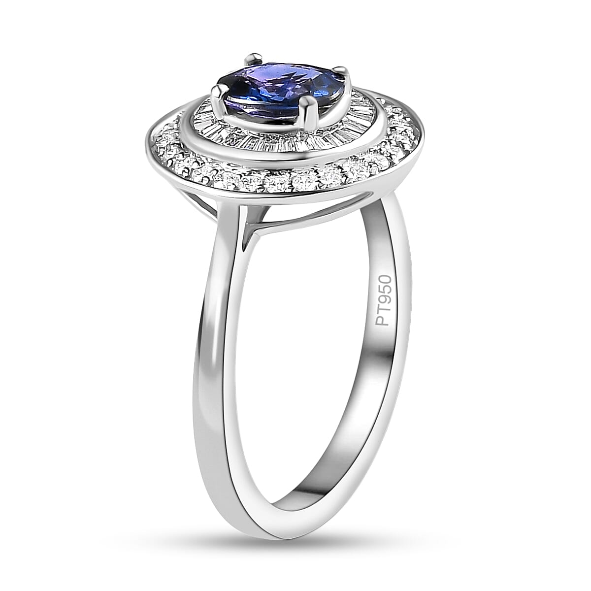 RHAPSODY 950 Platinum AAAA Colour Change Sapphire and Diamond (VS-E-F) Cluster Ring 1.21 Ct. 7168505 8