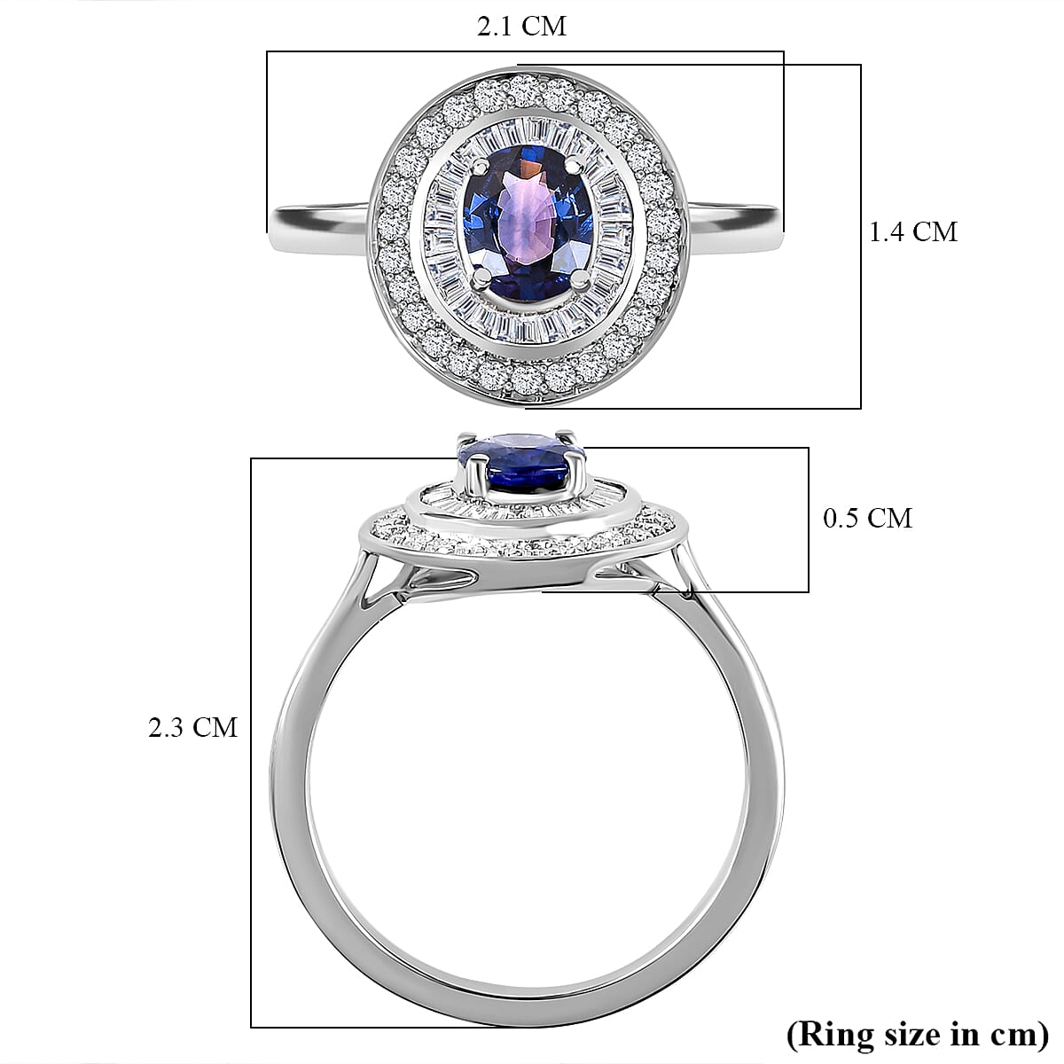 RHAPSODY 950 Platinum AAAA Colour Change Sapphire and Diamond (VS-E-F) Cluster Ring 1.21 Ct. 7168505 11