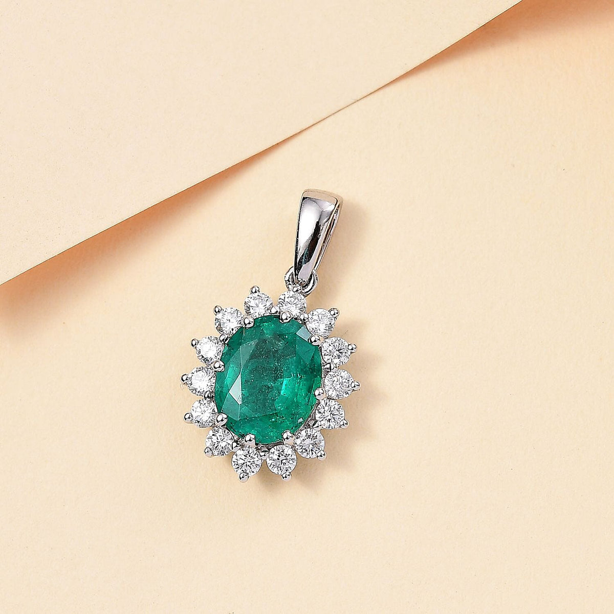 RHAPSODY AAAA Gemfeilds Zambian Emerald and White Diamond VS-EF Pendant in 950 Platinum 7863218 4