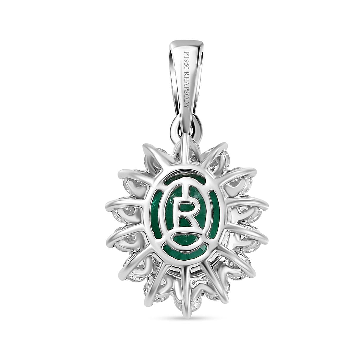 RHAPSODY AAAA Gemfeilds Zambian Emerald and White Diamond VS-EF Pendant in 950 Platinum 7863218 10