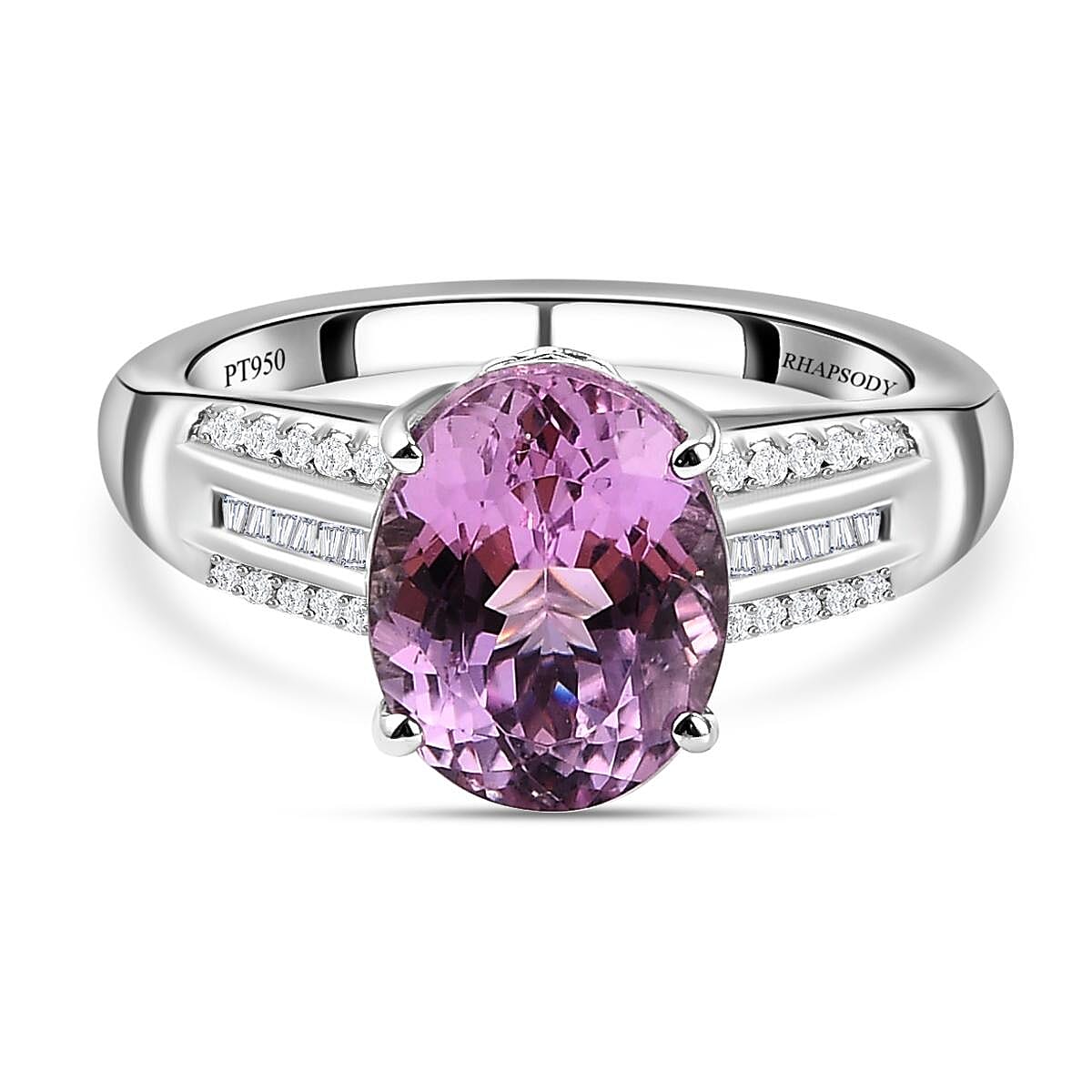 RHAPSODY 950 Platinum AAAA Kunzite and Diamond (VS/E-F) Ring 3.52 Ct 7126713 0