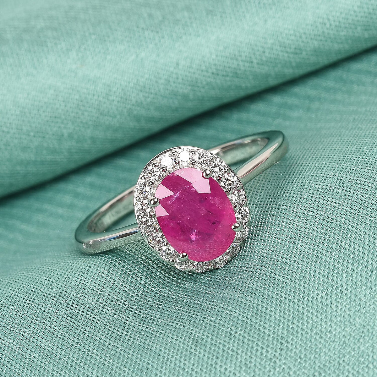 RHAPSODY 950 Platinum AAAA Natural Mozambique Ruby and Diamond (VS / E-F) Halo Wedding Band Ring 1.75 Ct. 3730322 2