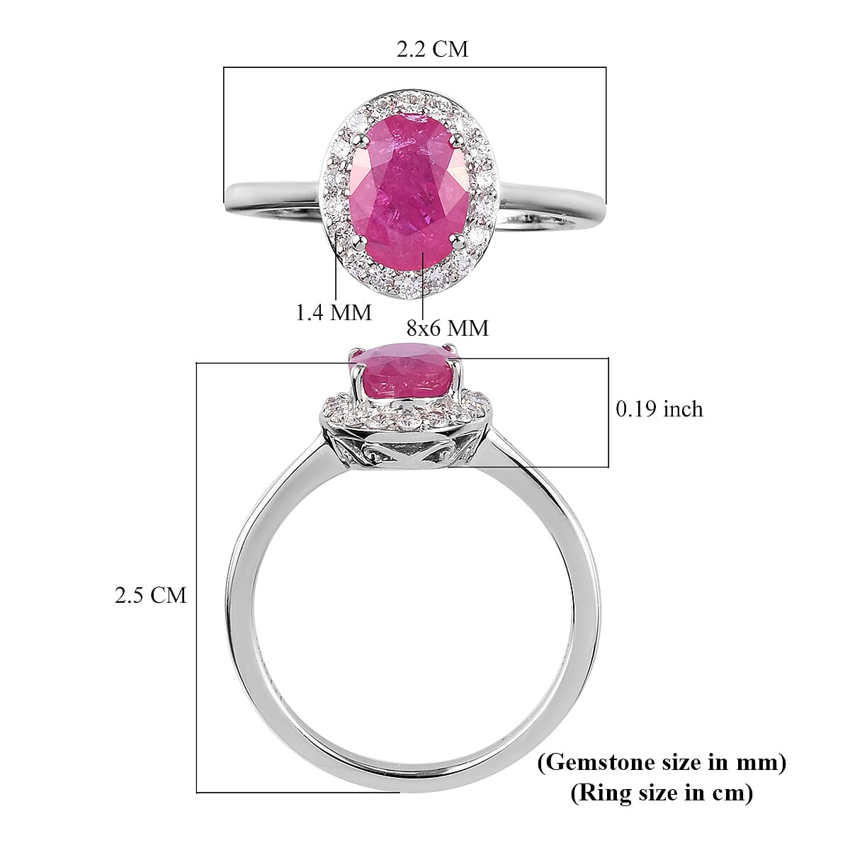 RHAPSODY 950 Platinum AAAA Natural Mozambique Ruby and Diamond (VS / E-F) Halo Wedding Band Ring 1.75 Ct. 3730322 6