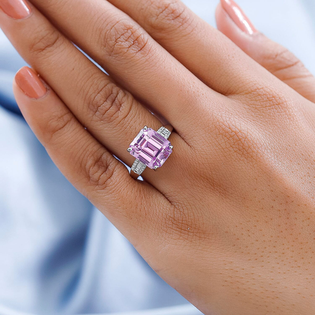 RHAPSODY 950 Platinum AAAA Patroke Kunzite and Diamond (VS - E-F) Ring 9.19 Ct, Platinum Wt. 5.71 Gms 7517934 5