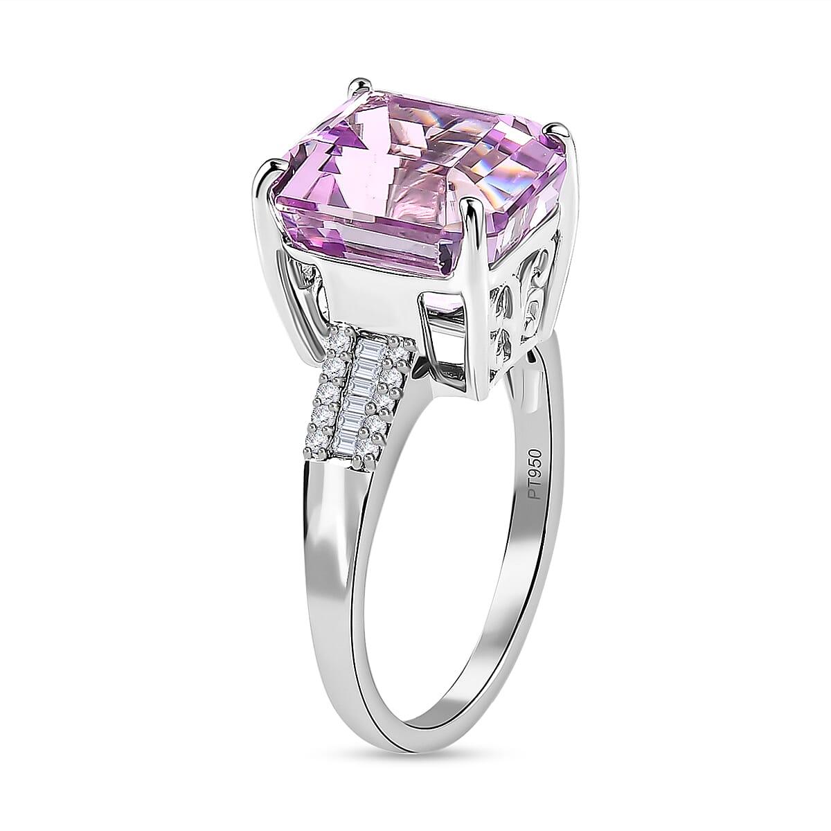 RHAPSODY 950 Platinum AAAA Patroke Kunzite and Diamond (VS - E-F) Ring 9.19 Ct, Platinum Wt. 5.71 Gms 7517934 7