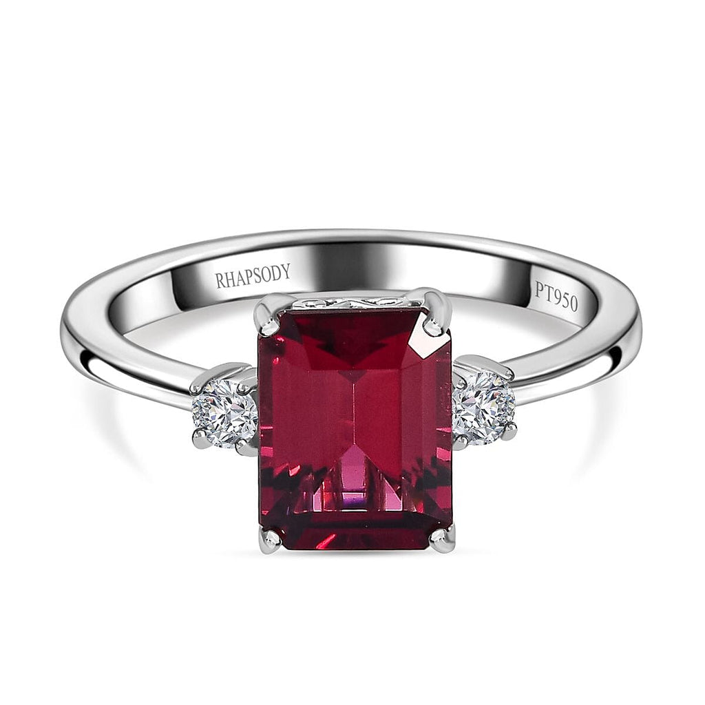 RHAPSODY 950 Platinum AAAA Rubellite & Diamond (V-S - E-F) Ring 2.21 Ct.
