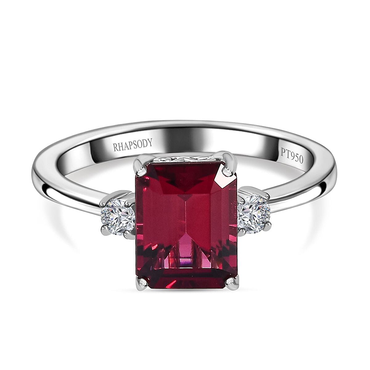 RHAPSODY 950 Platinum AAAA Rubellite and Diamond (V-S - E-F) Ring 2.21 Ct. 7700414 0