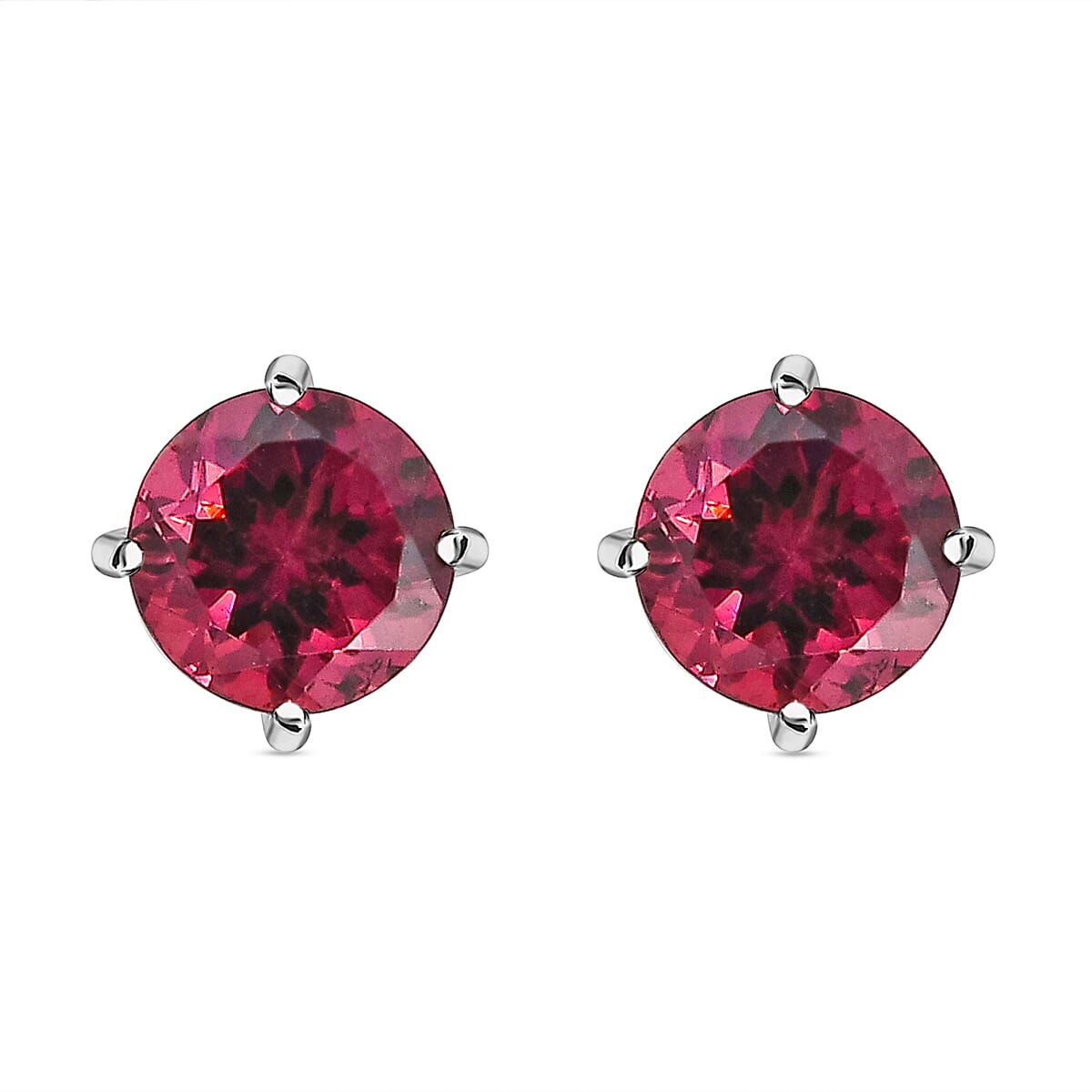 RHAPSODY 950 Platinum AAAA Rubellite Solitaire Stud Earrings 1.67 Ct 8732018 0
