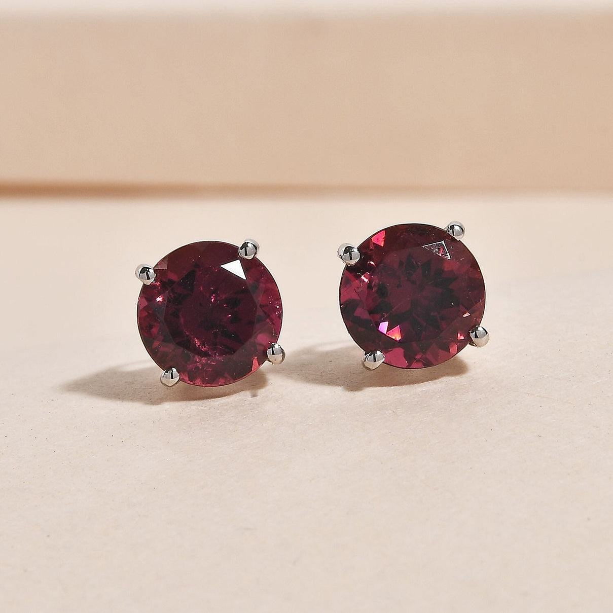 RHAPSODY 950 Platinum AAAA Rubellite Solitaire Stud Earrings 1.67 Ct 8732018 2