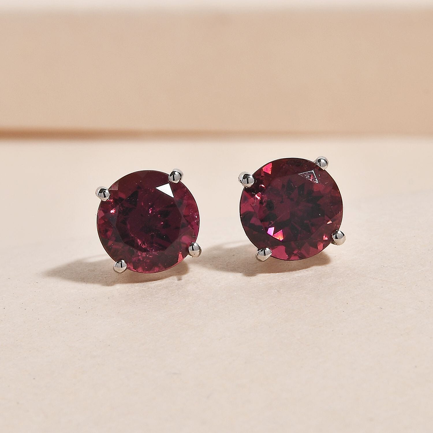 RHAPSODY 950 Platinum AAAA Rubellite Solitaire Stud Earrings 1.67 Ct 8732018 2