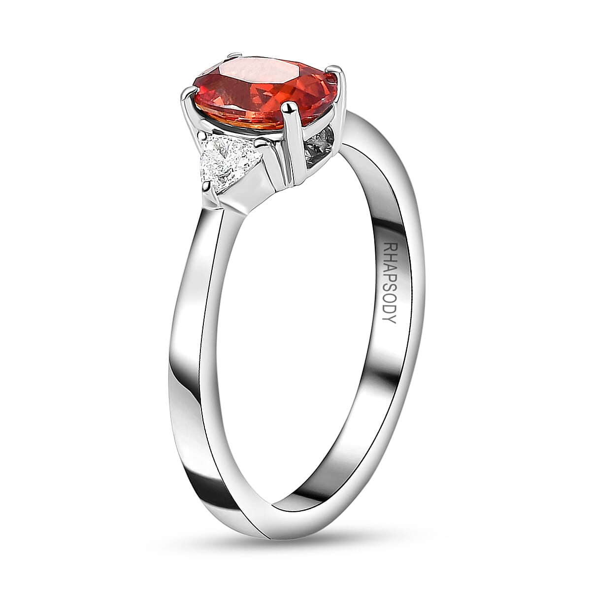 RHAPSODY 950 Platinum AAAA Songea Sapphire Trilogy Ring with VS/E-F Diamonds 1.10 Ct. 7597243 4