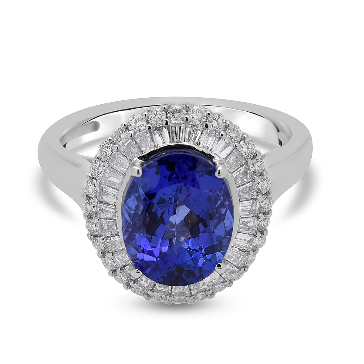 RHAPSODY 950 Platinum AAAA Tanzanite (2.5 Cts) and Diamond(VS-EF 0.75 Cts) Ring 3.25 Ct, Platinum wt. 6.39 Gms 3750448 1