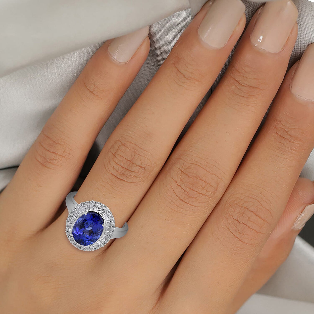 RHAPSODY 950 Platinum AAAA Tanzanite (2.5 Cts) and Diamond(VS-EF 0.75 Cts) Ring 3.25 Ct, Platinum wt. 6.39 Gms 3750448 5
