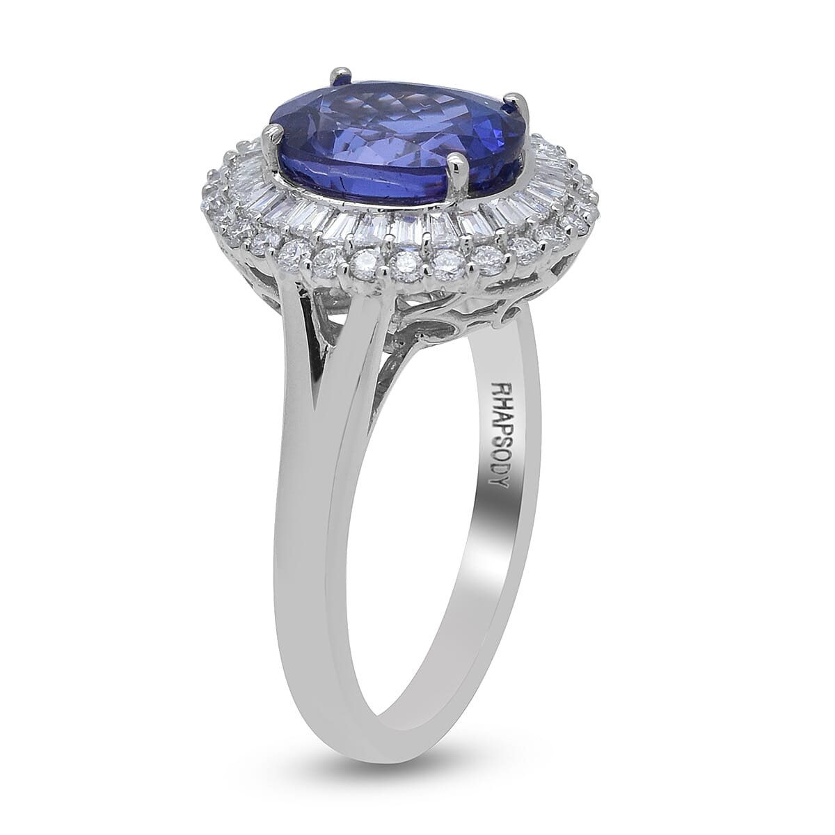 RHAPSODY 950 Platinum AAAA Tanzanite (2.5 Cts) and Diamond(VS-EF 0.75 Cts) Ring 3.25 Ct, Platinum wt. 6.39 Gms 3750448 7