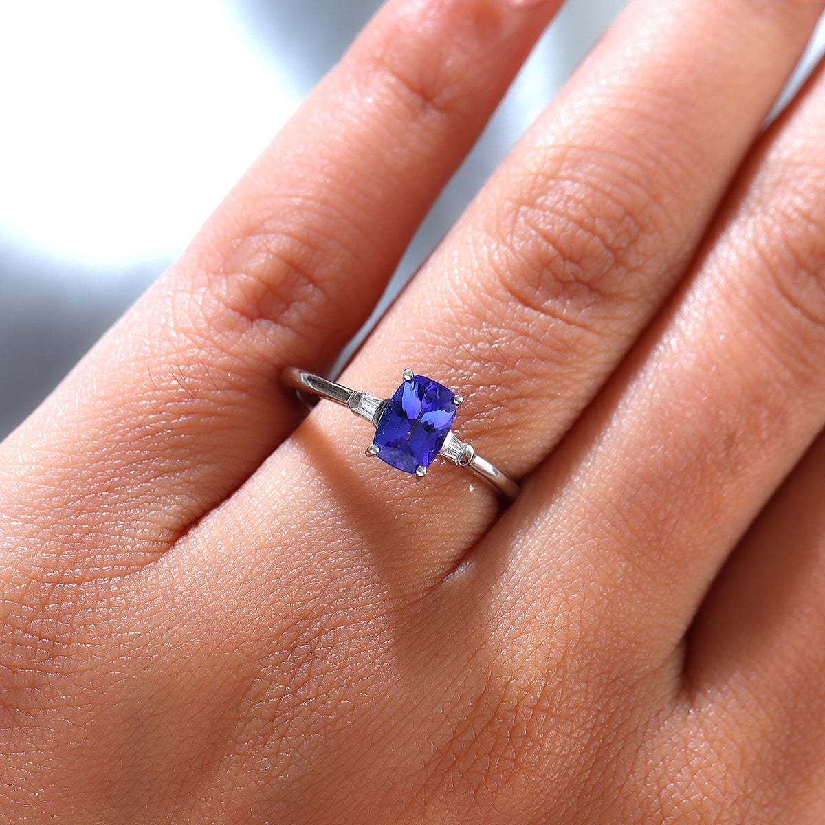 RHAPSODY 950 Platinum AAAA Tanzanite Classic Solitaire Ring with VS EF Diamond 1.03 Carat 3656272 3