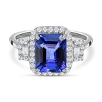 950 Platinum AAAA Tanzanite & Diamond (VS, E-F) Ring 5.59 Ct, Platinum Wt. 5.26 Gms