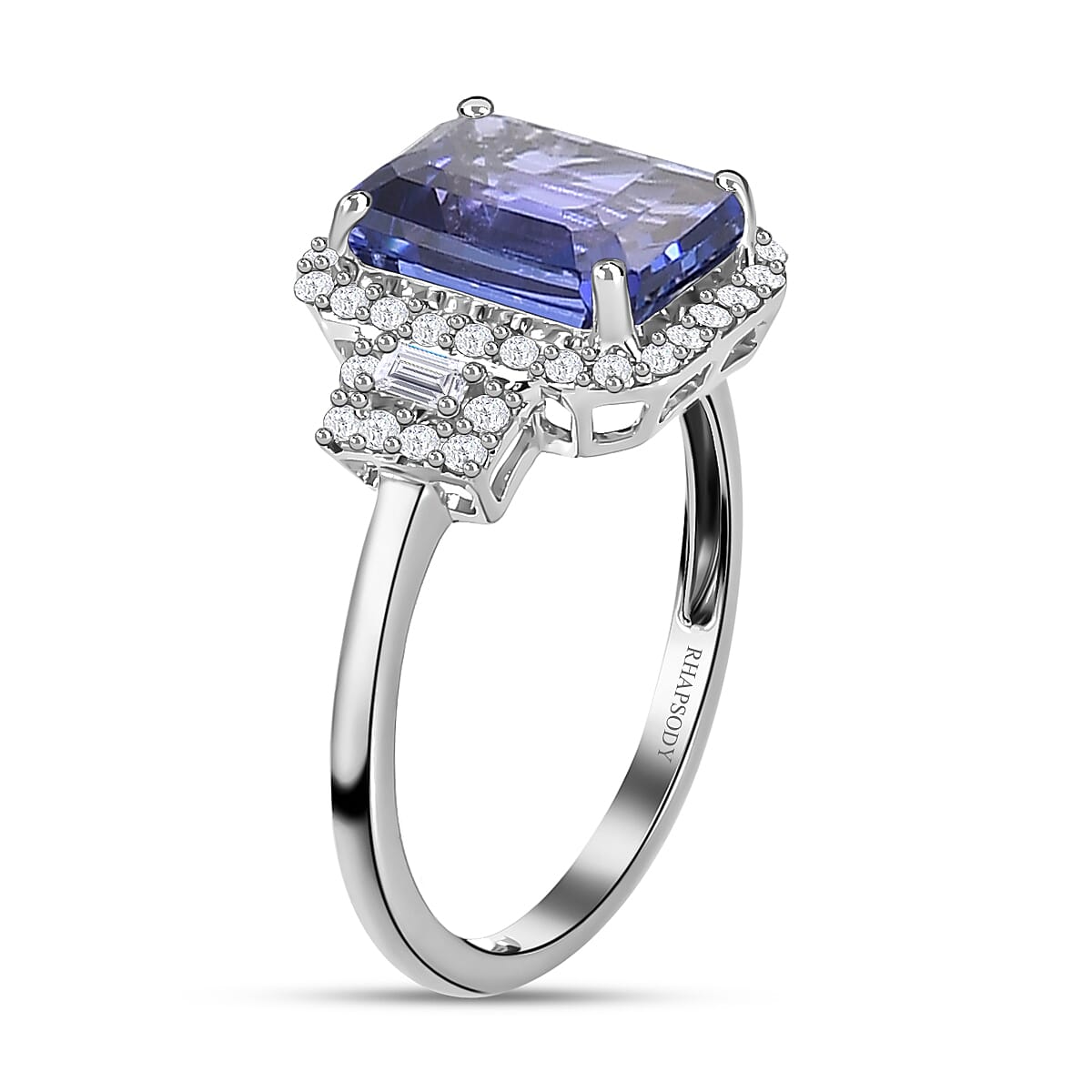 950 Platinum AAAA Tanzanite &amp; Diamond (VS, E-F) Ring 5.59 Ct, Platinum Wt. 5.26 Gms Size L (Resize To I,J,K,M,N,O) 7550858 3