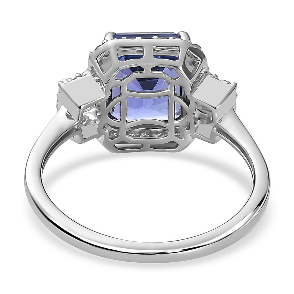 950 Platinum AAAA Tanzanite & Diamond (VS, E-F) Ring 5.59 Ct, Platinum Wt. 5.26 Gms