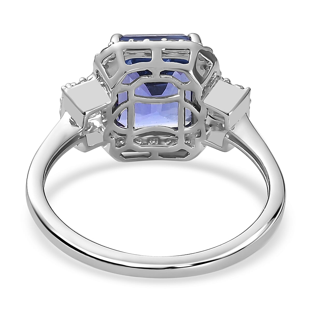 950 Platinum AAAA Tanzanite &amp; Diamond (VS, E-F) Ring 5.59 Ct, Platinum Wt. 5.26 Gms Size L (Resize To I,J,K,M,N,O) 7550858 4