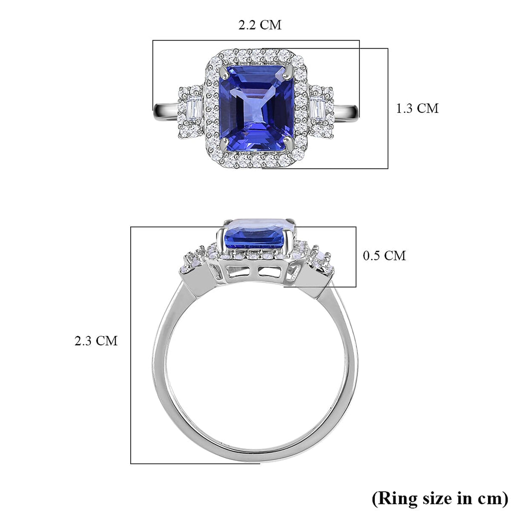 950 Platinum AAAA Tanzanite & Diamond (VS, E-F) Ring 5.59 Ct, Platinum Wt. 5.26 Gms