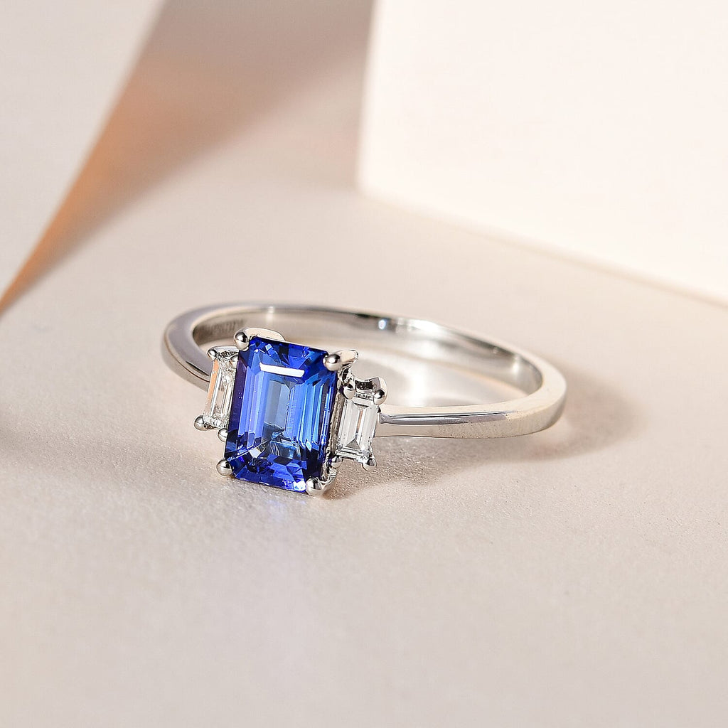 950 Platinum AAAA Tanzanite & Diamond (VS-E-F) Ring 1.22 Ct.