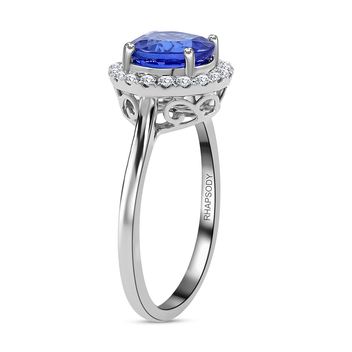 RHAPSODY 950 Platinum AAAA Tanzanite Halo Ring with VS/E-F Diamond 2.40 Carat 3882038 2
