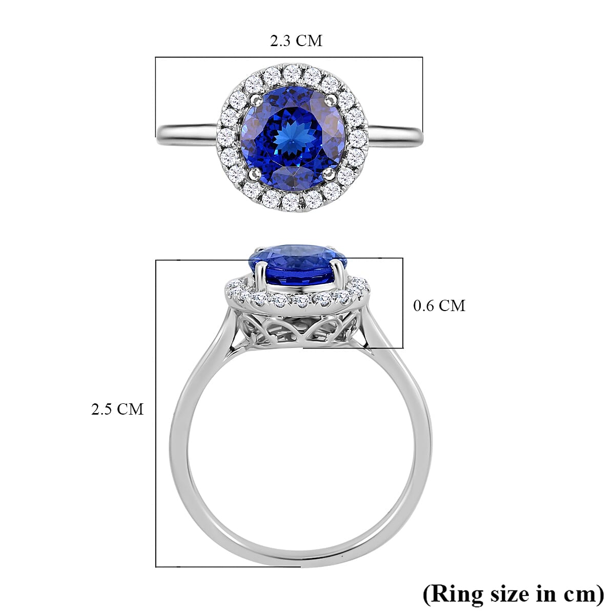 RHAPSODY 950 Platinum AAAA Tanzanite Halo Ring with VS/E-F Diamond 2.40 Carat 3882038 4