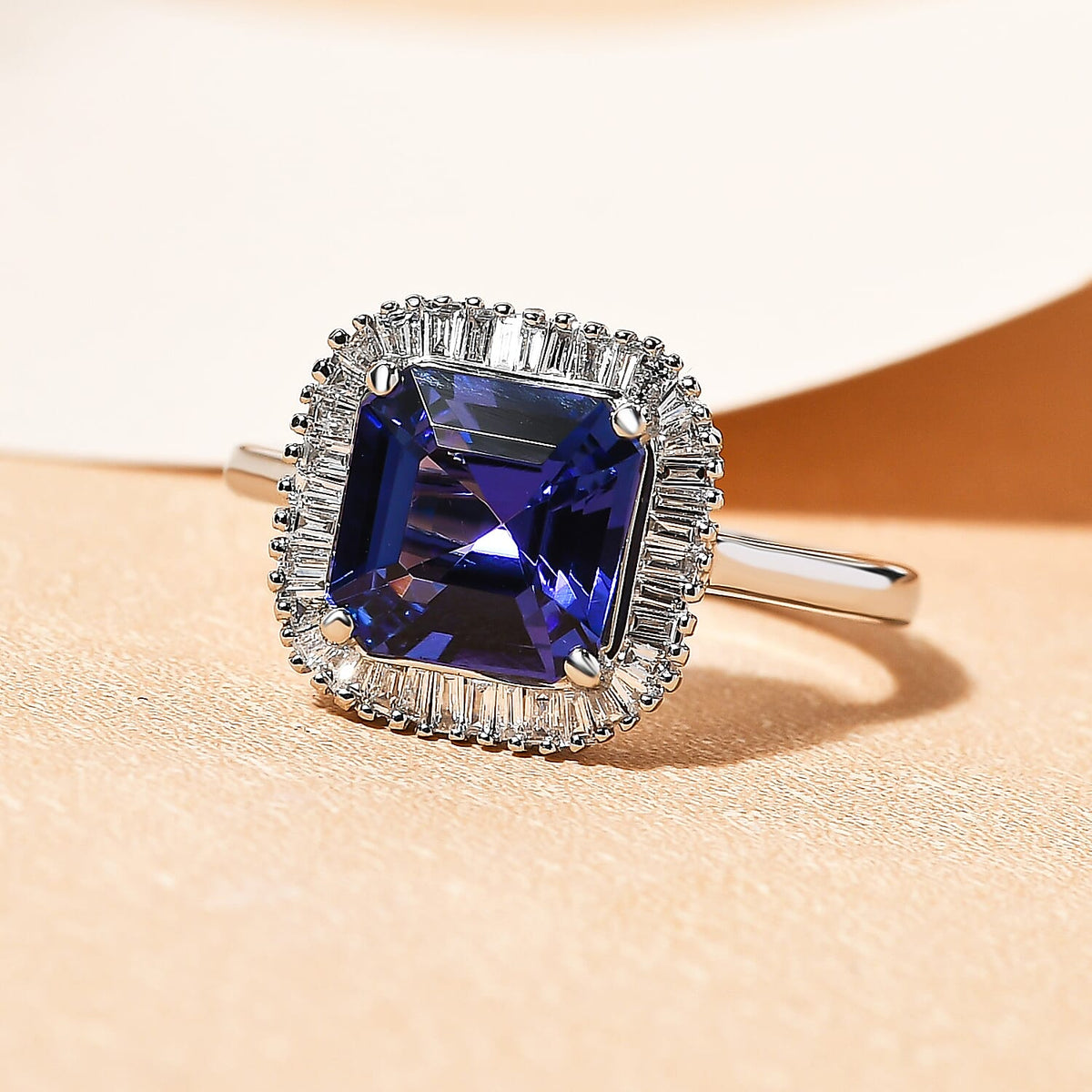 RHAPSODY 950 Platinum AAAA Tanzanite Halo Ring with VS-E-F Diamond 2.90 Ct. 8860030 2