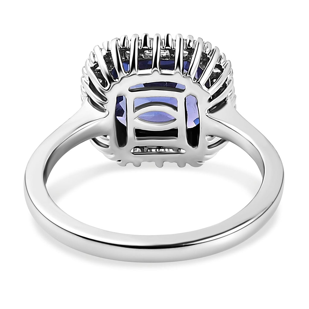 RHAPSODY 950 Platinum AAAA Tanzanite (Asscher Cut) and Diamond (VS-EF) Ring 2.77 Ct, Platinum Wt. 5.72 Gms