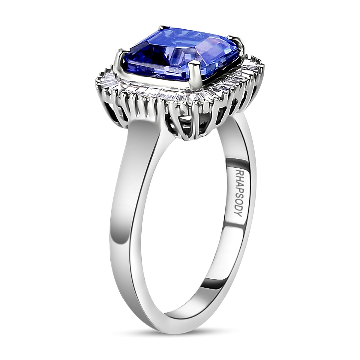 RHAPSODY 950 Platinum AAAA Tanzanite Halo Ring with VS-E-F Diamond 2.90 Ct. 8860030 5