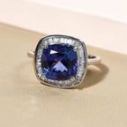 RHAPSODY 950 Platinum AAAA Tanzanite  (4.62 Cts) and Diamond (0.38 Cts) (VS-E-F) Ring 5.00 Ct, Platinum Wt 5.45 Gms.
