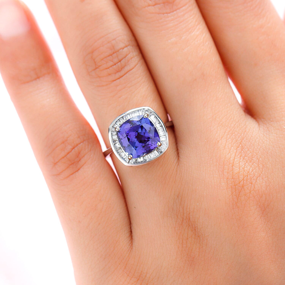 RHAPSODY 950 Platinum AAAA Tanzanite Halo Ring with VS-E-F Diamond 5.00 Ct. 8733809 3