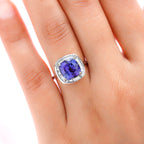 RHAPSODY 950 Platinum AAAA Tanzanite  (4.62 Cts) and Diamond (0.38 Cts) (VS-E-F) Ring 5.00 Ct, Platinum Wt 5.45 Gms.