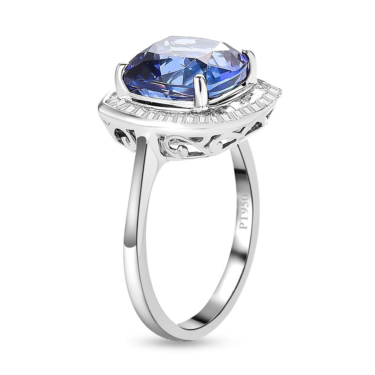 RHAPSODY 950 Platinum AAAA Tanzanite Halo Ring with VS-E-F Diamond 5.00 Ct. 8733809 4