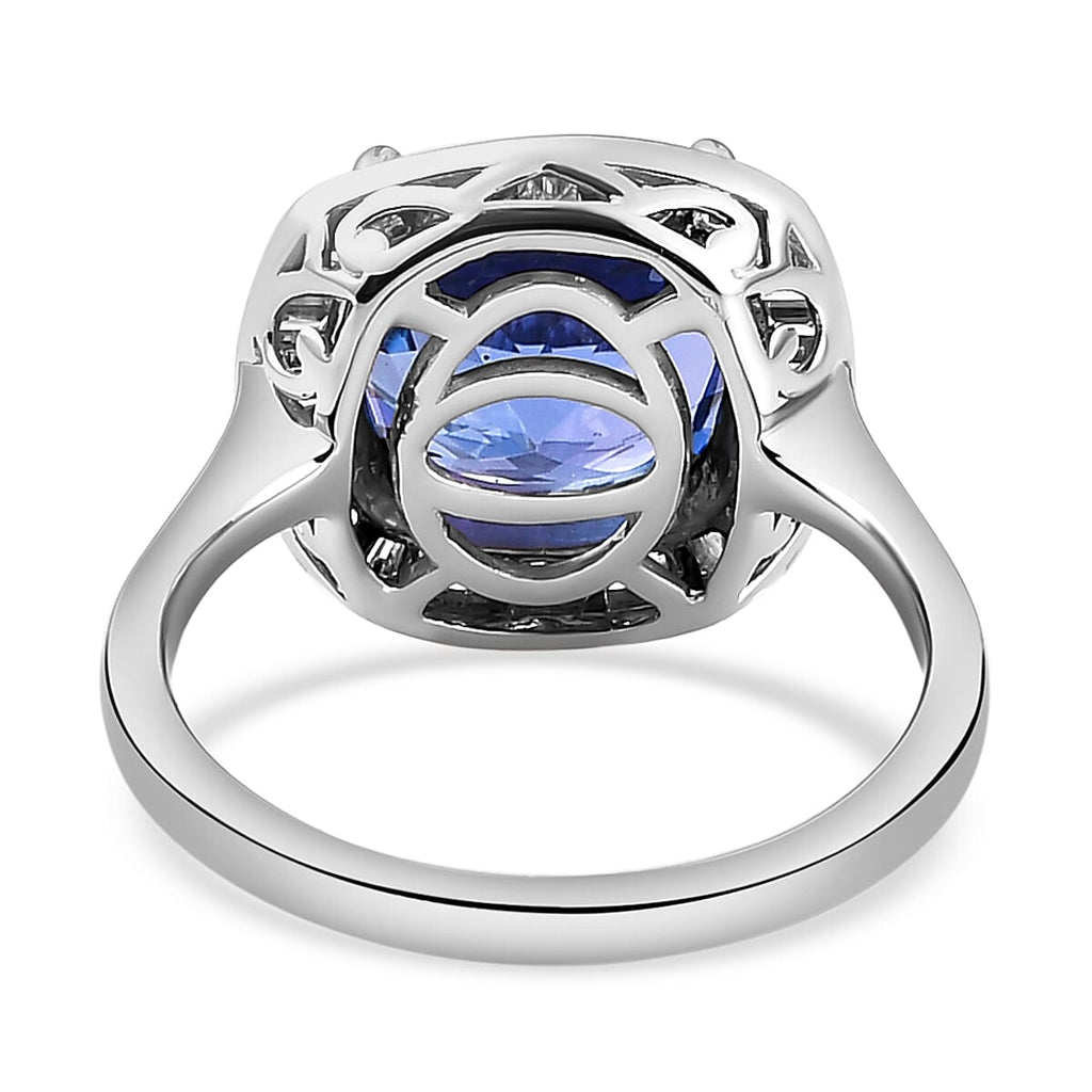 RHAPSODY 950 Platinum AAAA Tanzanite  (4.62 Cts) and Diamond (0.38 Cts) (VS-E-F) Ring 5.00 Ct, Platinum Wt 5.45 Gms.