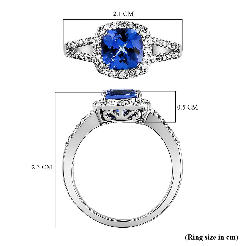 RHAPSODY 950 Platinum AAAA Tanzanite and Diamond (VS-E-F) Ring 2.04 Ct
