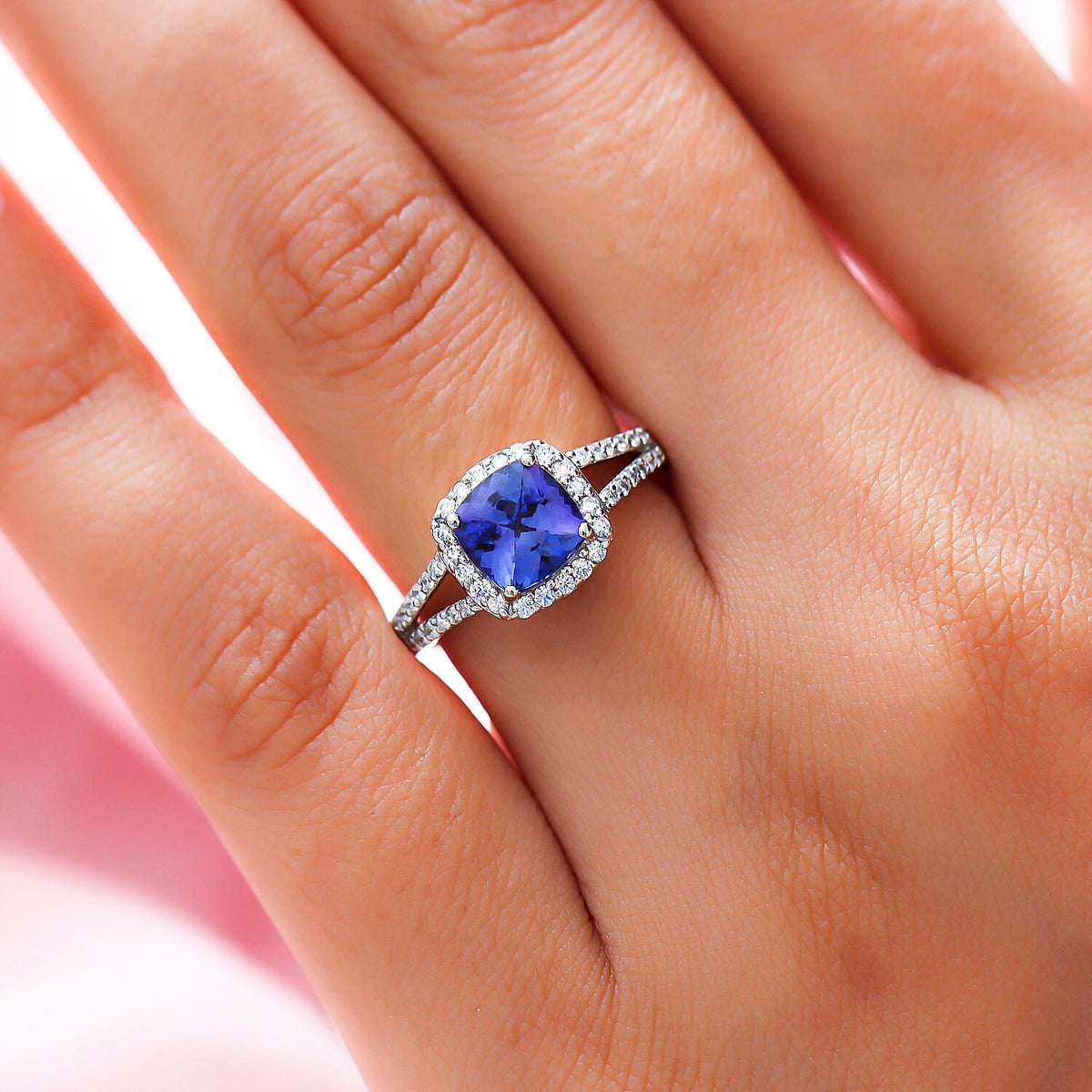 RHAPSODY 950 Platinum AAAA Tanzanite Halo Ring with VS EF Diamond 2.04 Ct 7321771 6