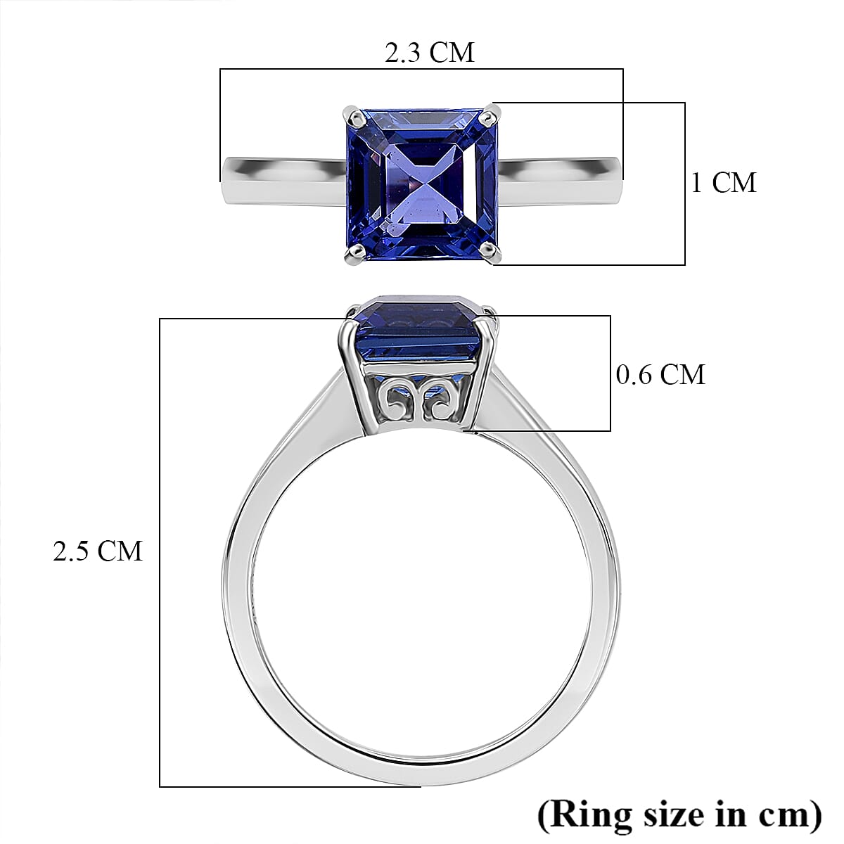 RHAPSODY - 950 Platinum Rare Asscher Cut AAAA Tanzanite Ring 3.00 Ct. 7955345 5