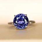 RHAPSODY 950 Platinum AAAA Tanzanite Solitaire Ring 5.00 Ct. Platinum Wt. 4.50 Gms.