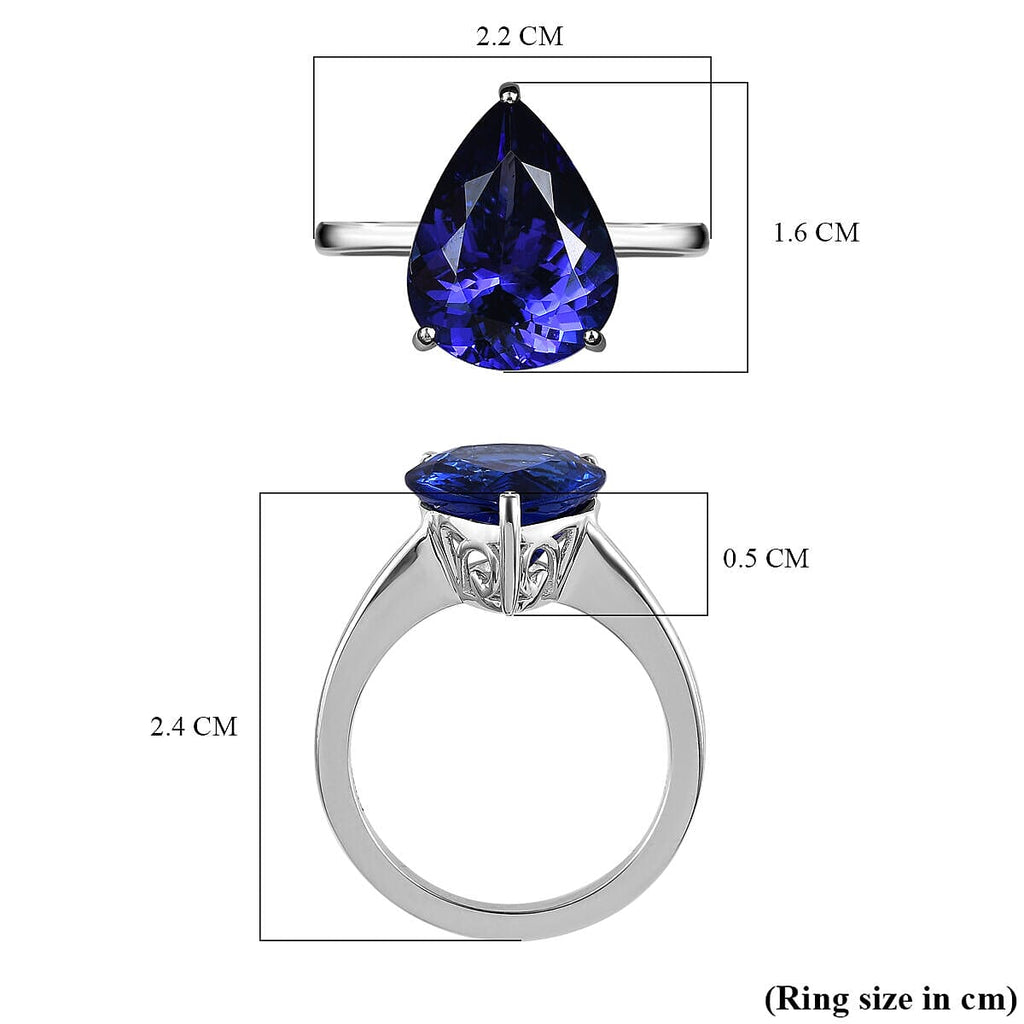 RHAPSODY 950 Platinum AAAA Tanzanite Solitaire Ring 5.24 Ct, Platinum Wt. 6.45 Gms.