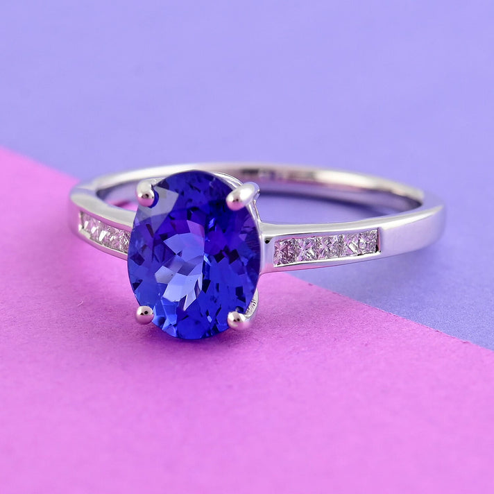 RHAPSODY 950 Platinum AAAA Tanzanite Solitaire Ring with Diamonds 3.07Ct. 3885045 2